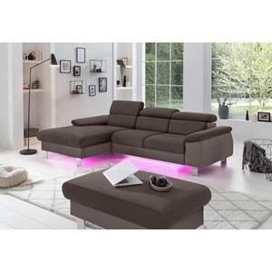 COTTA Polstergarnitur "Komaris", (Set), bestehend aus Ecksofa und Hocker, mit Kopfteilverstellung