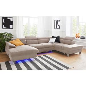 COTTA Polstergarnitur "Komaris", (Set), Set: bestehend aus Wohnlandschaft und Hocker, Kopfteilverstellung
