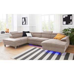 COTTA Polstergarnitur "Komaris", (Set), Set: bestehend aus Wohnlandschaft und Hocker, Kopfteilverstellung