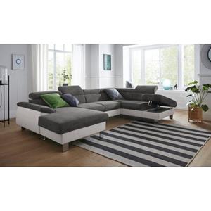 COTTA Polstergarnitur "Komaris", (Set), Set: bestehend aus Wohnlandschaft und Hocker, Kopfteilverstellung