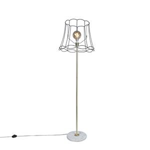 Qazqa Retro Vloerlamp Messing Met Granny Frame Zwart 45 Cm - Kaso