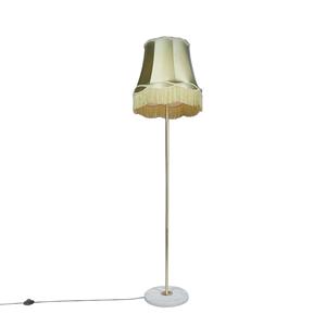 Qazqa Retro Vloerlamp Messing Met Granny Kap Groen 45 Cm - Kaso