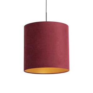 QAZQA Hängelampe mit Veloursschirm rot mit Gold 40 cm - Combi