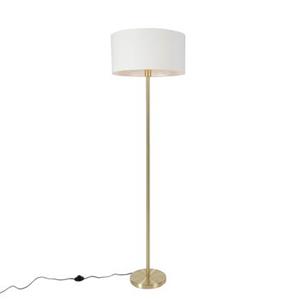 QAZQA Stehleuchte Messing mit Schirm weiß 50 cm - Simplo