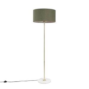 QAZQA Messing Stehlampe mit grünem Schirm 50 cm - Kaso