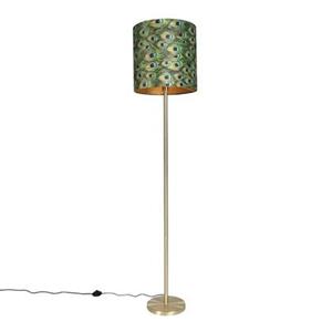 QAZQA Messing Stehlampe mit Pfauenschirm 40 cm - Simplo