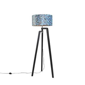 QAZQA Stativ Stehleuchte schwarz mit Schirm Schmetterling Design 50 cm - Puros