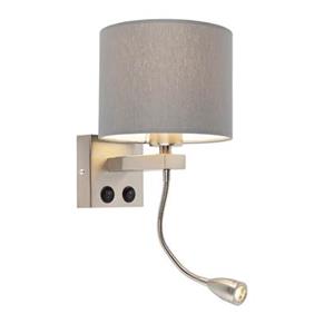 QAZQA Wandlamp brescia - Grijs - Modern - H 420mm