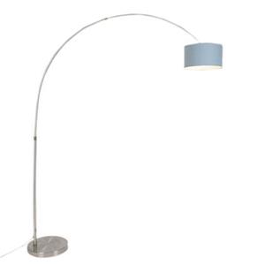 QAZQA Bogenlampe Stahl mit Schirm 35/35/20 blau verstellbar