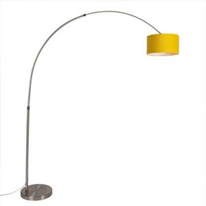 QAZQA Stahlbogenlampe mit gelbem Schirm 35/35/20 - XXL