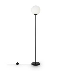 Maytoni Ring vloerlamp met glazen kap, zwart