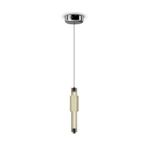 Verticale Moderne schlanke Pendel-Deckenleuchte Chrom, Cognac-Schirm, integrierte led 3000K - Maytoni