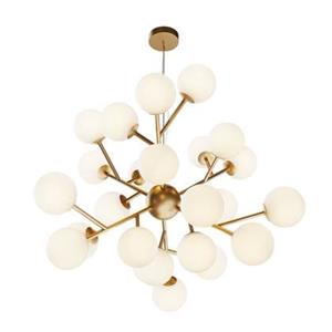 maytonilighting Maytoni Dallas Moderne 24-flammige Kugel-Pendel-Deckenleuchte Gold, Schirm mattweiß, G9