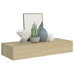 viaXL Wandschappen 2 st met lade 60x23,5x10 cm MDF eikenkleurig