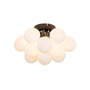 QAZQA Art Deco Deckenlampe schwarz mit Opalglas 3 Lichter - Uvas
