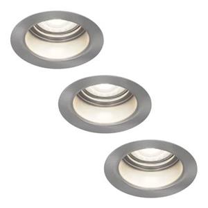 HOFTRONIC™ 3x Mari LED inbouwspot verzonken - 3.8 Watt - Daglicht wit 6000K - GU10 LED module - Dimbaar - Lagere inbouwdiepte - voor binnen en buiten - RVS