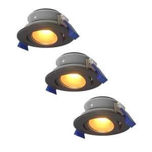 HOFTRONIC™ Set van 3 Lima LED inbouwspots - Kantelbaar - 2700K - Warm wit - IP65 waterdicht en stofdicht - Buiten - Badkamer - GU10 verwisselbare lichtbron - 5 Watt - Veiligheidsglas - Zwart - 3