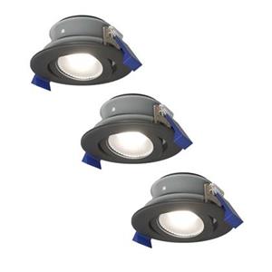 HOFTRONIC™ Set van 3 Lima LED inbouwspots - Kantelbaar - 6000K - Daglicht wit - IP65 waterdicht en stofdicht - Buiten - Badkamer - GU10 verwisselbare lichtbron - 5 Watt - Veiligheidsglas - Zwart