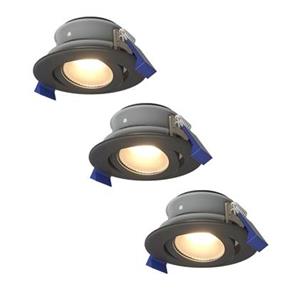 HOFTRONIC™ Set van 3 Lima LED inbouwspots - Kantelbaar - 4000K - Neutraal wit - IP65 waterdicht en stofdicht - Buiten - Badkamer - GU10 verwisselbare lichtbron - 5 Watt - Veiligheidsglas - Zwart