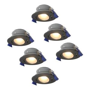 HOFTRONIC™ Set van 6 Lima LED inbouwspots - Kantelbaar - 4000K - Neutraal wit - IP65 waterdicht en stofdicht - Buiten - Badkamer - GU10 verwisselbare lichtbron - 5 Watt - Veiligheidsglas - Zwart