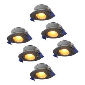 HOFTRONIC™ Set van 6 Lima LED inbouwspots - Kantelbaar - 2700K - Warm wit - IP65 waterdicht en stofdicht - Buiten - Badkamer - GU10 verwisselbare lichtbron - 5 Watt - Veiligheidsglas - Zwart - 3