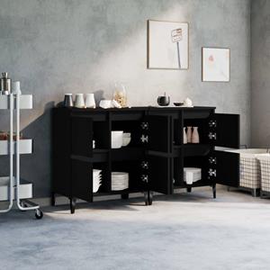 vidaXL Dressoirs 2 st 60x35x70 cm bewerkt hout zwart