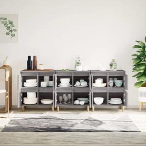 vidaXL Dressoirs 3 st 60x35x70 cm bewerkt hout grijs sonoma eikenkleur