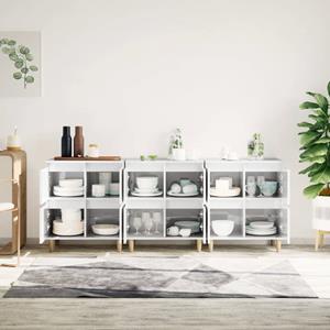 vidaXL Dressoirs 3 st 60x35x70 cm bewerkt hout hoogglans wit