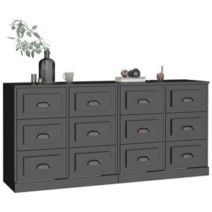 vidaXL Dressoirs 2 st bewerkt hout zwart