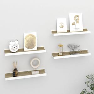 vidaXL Wandschappen 4 st 40x9x3 cm wit en sonoma eikenkleurig