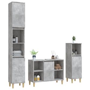 vidaXL Badezimmer-Set 3-tlg. Badmöbel-Set Betongrau Holzwerkstoff, (3-St)