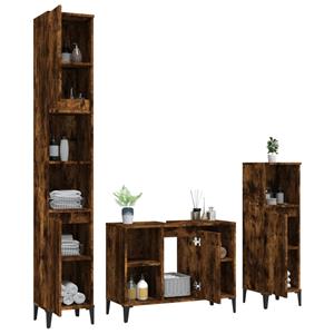 vidaXL Badezimmer-Set 3-tlg. Badmöbel-Set Räuchereiche Holzwerkstoff, (3-St)