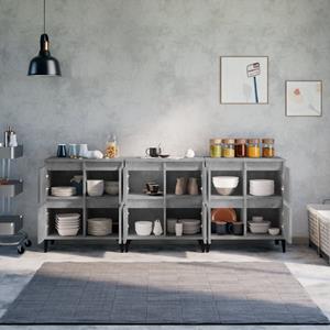 vidaXL Dressoirs 3 st 60x35x70 cm bewerkt hout betongrijs