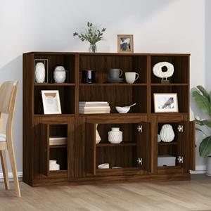 vidaXL Hoge kasten 3 st bewerkt hout bruineikenkleurig