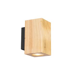 QAZQA Landelijke wandlamp hout vierkant - Sandy