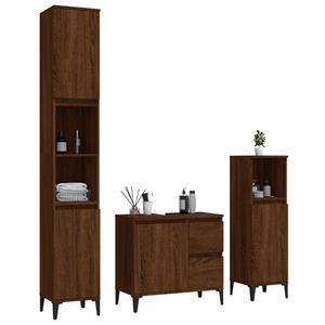 Vidaxl 3-tlg. Badmöbel-set Braun Eichen-optik Holzwerkstoff