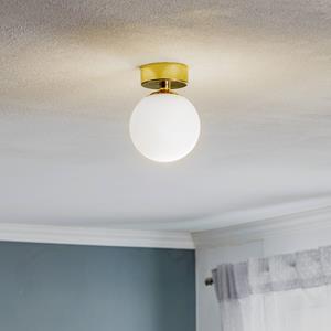 Euluna Plafondlamp Fatis, opaalglas/messing, 1-lamp