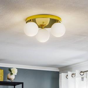 Euluna Plafondlamp Fatis opaalglas/messing 3-lamps rond