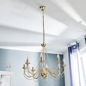 Euluna Gouden kroonluchter Retro, met acht lampen