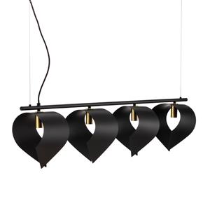 Lucande Mikolay hanglamp, 4-lamps, zwart