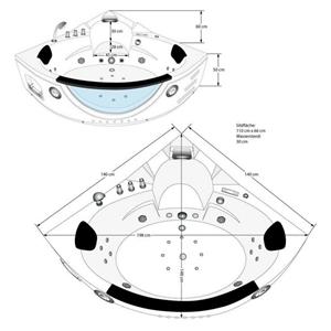 AcquaVapore Whirlpool-Badewanne Whirlpool Pool Badewanne Wanne W05 140x140cm