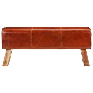 vidaxl Bokbank 110 cm echt leer en massief mangohout bruin