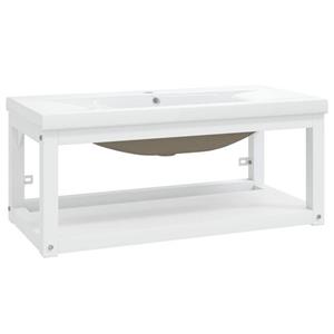vidaXL Waschtisch Badezimmer-Waschtischgestell mit Waschbecken Weiß Eisen 79 cm