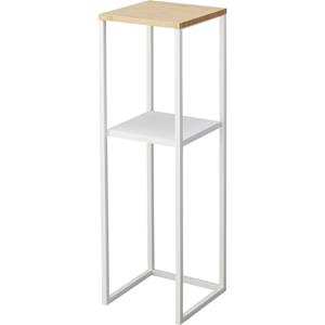 Yamazaki 2-Tiered shelf w/ wooden top - Tower - White