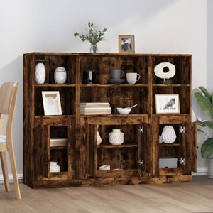 vidaXL Hoge kasten 3 st bewerkt hout gerookt eikenkleurig