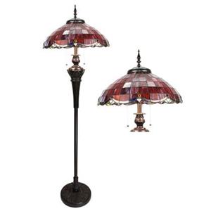 Clayre & Eef Tiffany Vloerlamp 166 cm Rood Glas Kunststof Rond Staande