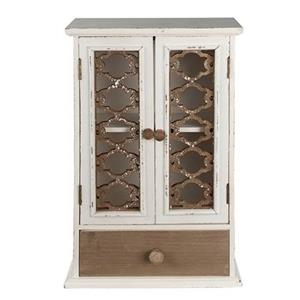 Clayre & Eef Wandkast 32x13x51 cm Wit Bruin Hout Opbergkast