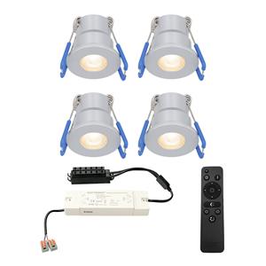 HOFTRONIC™ Set van 4 12V 3W - Mini LED Inbouwspot - RVS - Dimbaar - Verzonken - Verandaverlichting - IP65 voor buiten - 2700K - Warm wit