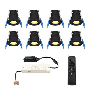 HOFTRONIC™ Set van 8 12V 3W - Mini LED Inbouwspot - Zwart - Dimbaar - Verzonken - Verandaverlichting - IP65 voor buiten - 2700K - Warm wit