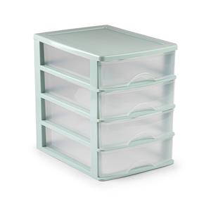 Ladeblok/bureau organizer met 4 lades groen/transparant L 35,5 x B 27 x H 35 cm adeblok